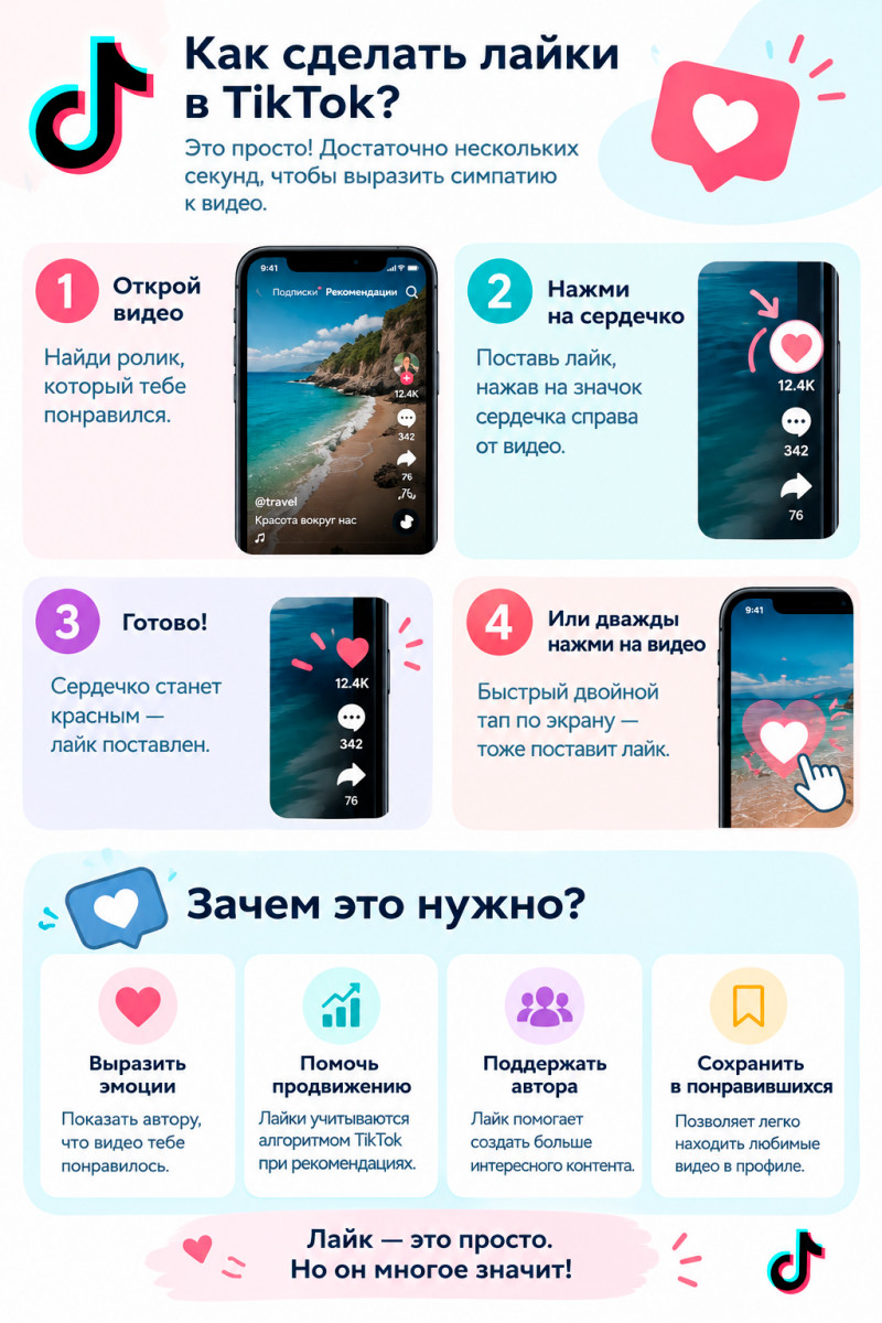 сделать лайки в тик ток